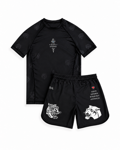 Rash Guard | Two Tigers | Short Sleeve | Black